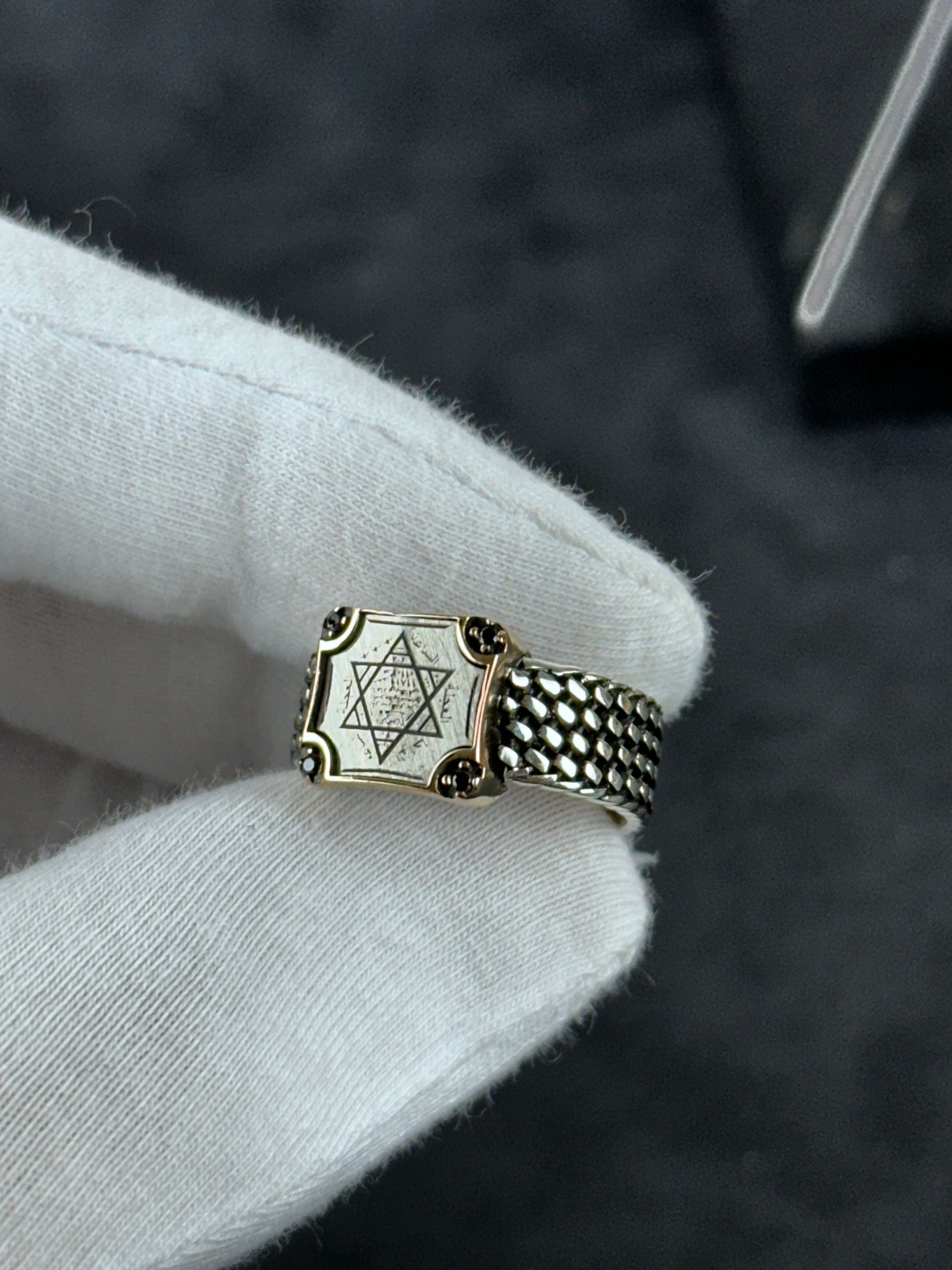 Solomon Seal Silver Ring - Handcrafted Minimalist Adjustable Band