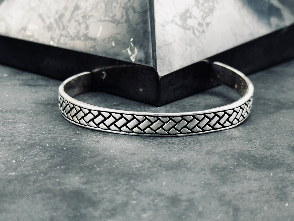 Sterling Silver Greek Cuff: Adjustable Handmade Bracelet (Men’s Jewelry)
