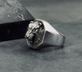 Sterling Silver Lion Ring - Majestic Engraved King of Beasts