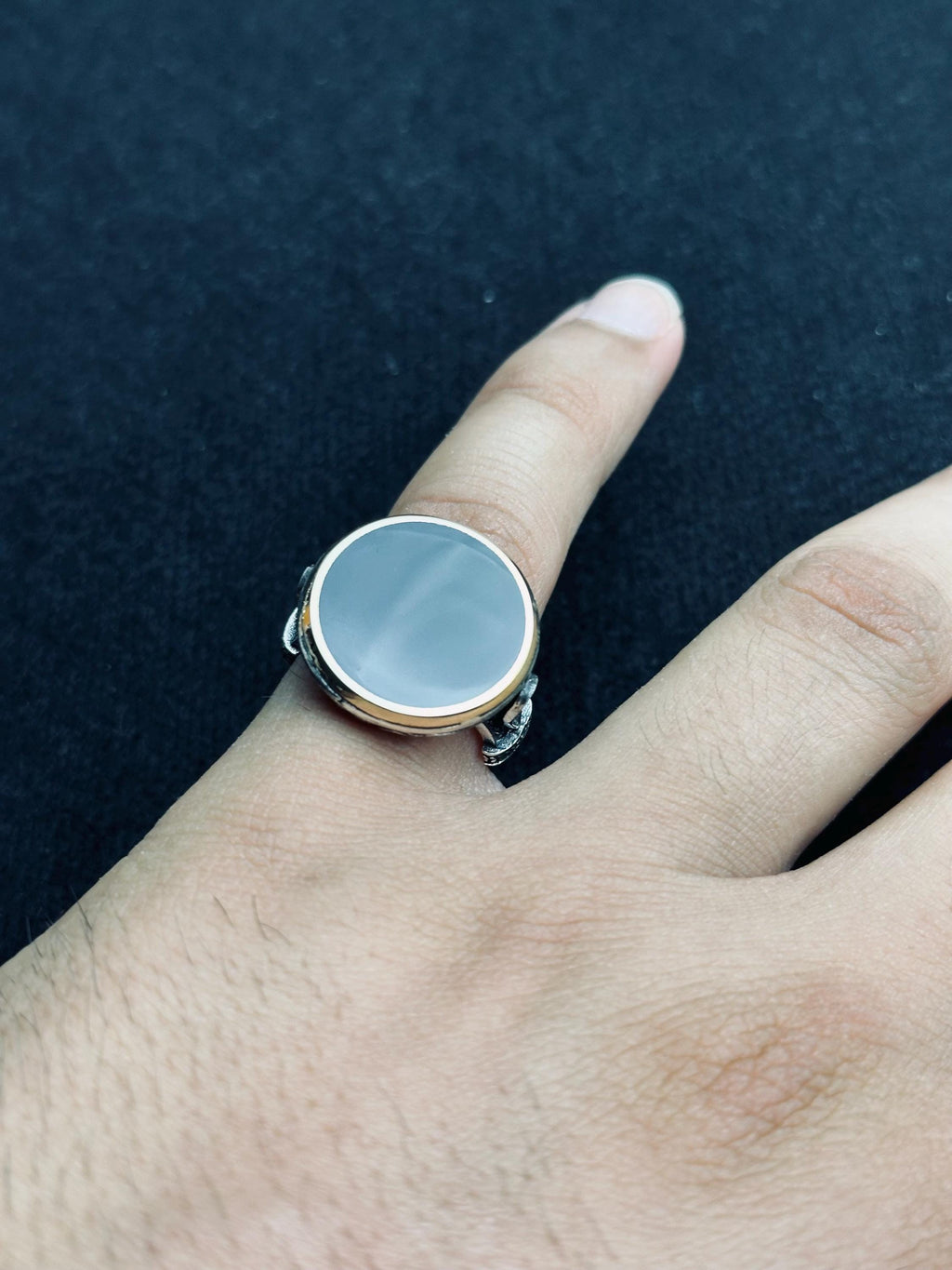 Oval Onyx Signet Ring - Vintage Handmade 925 Sterling Silver