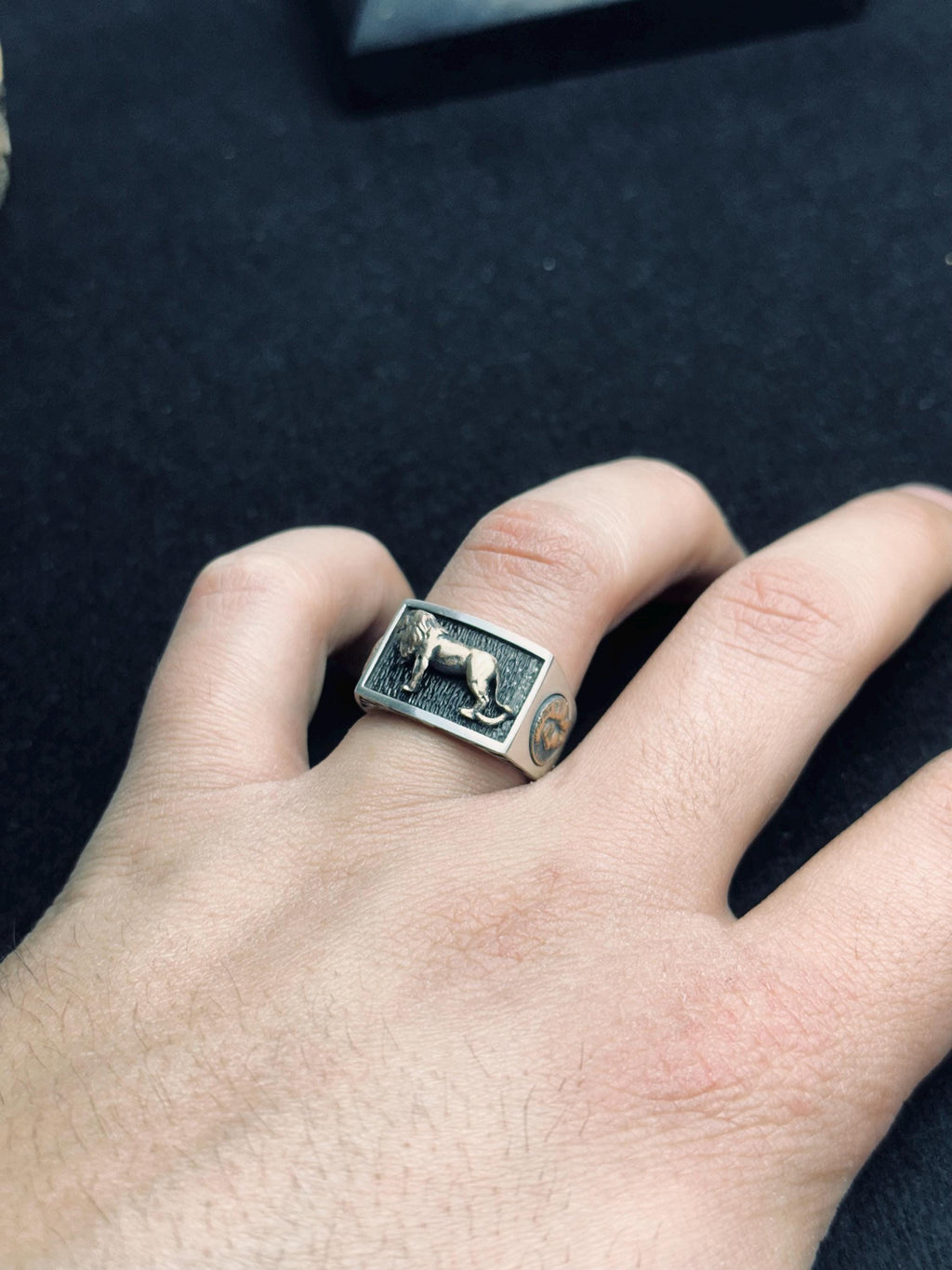 Sterling Silver Lion Ring - Men's Bold Zodiac Design