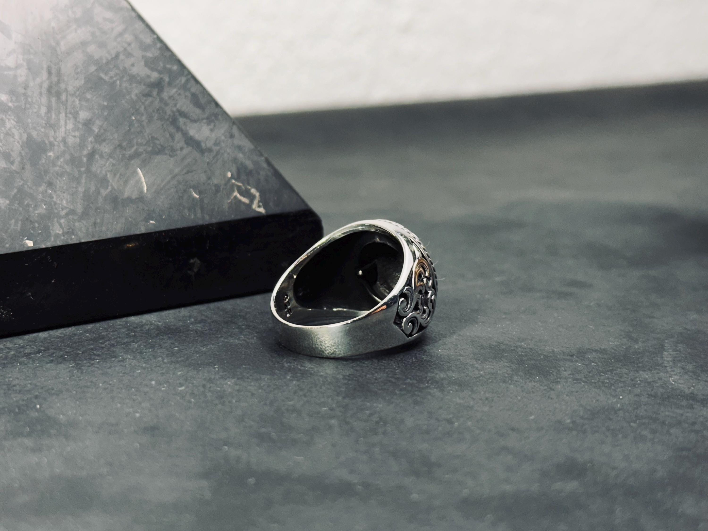 Engraved Lion Ring: Handmade Sterling Silver, Zodiac Leo Design