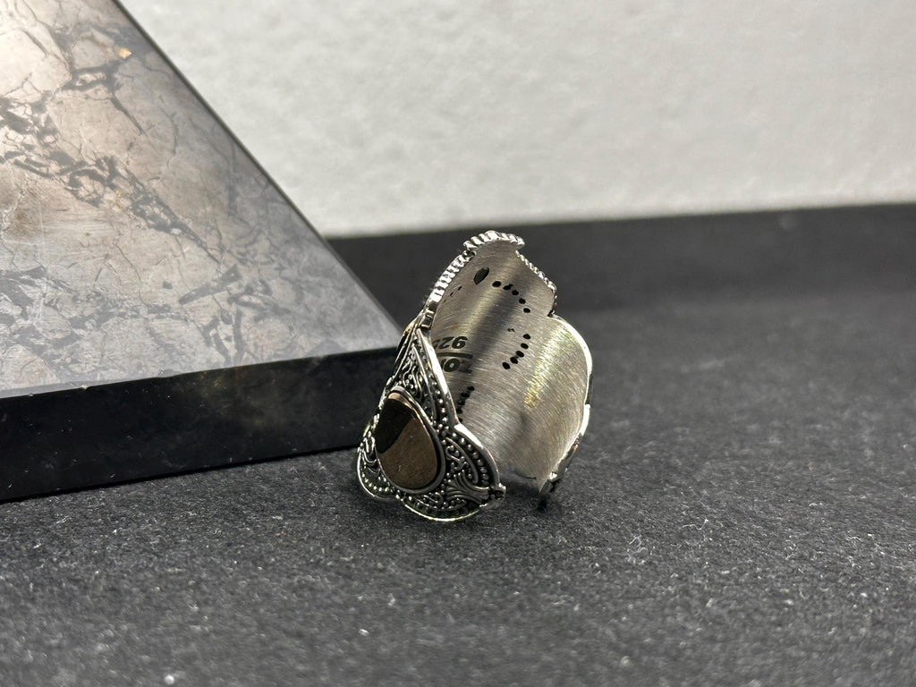 Sterling Silver Sultan Ring, Handmade Turkish Thumb Band (Men's Size)