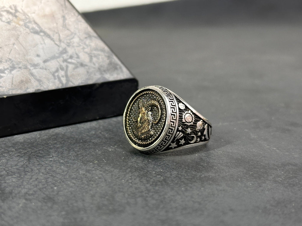 Aries Zodiac Signet Ring: Sterling Silver Astrology Jewelry