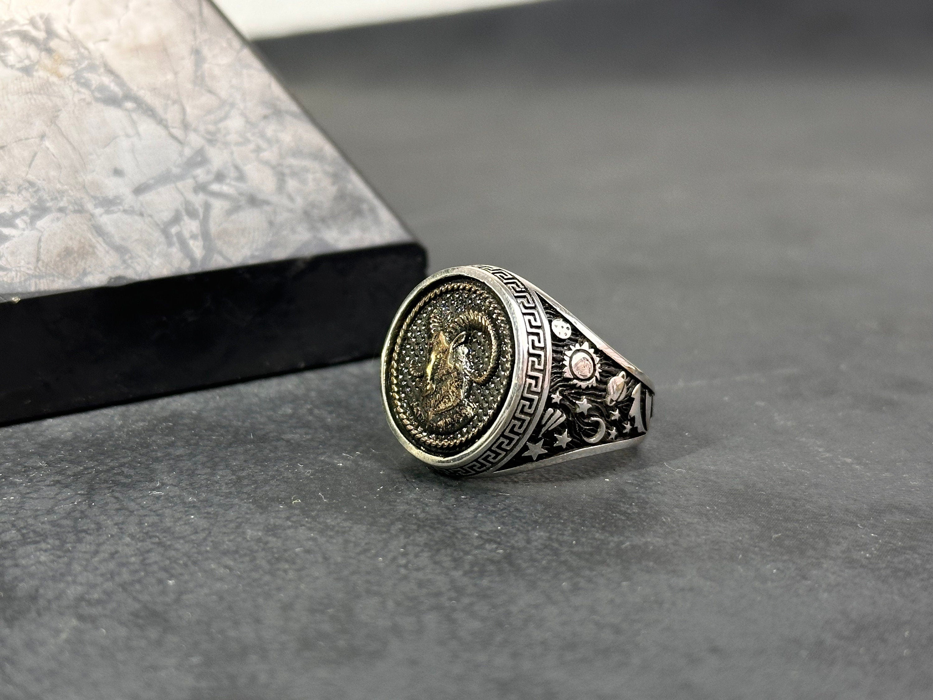 Aries Zodiac Signet Ring: Sterling Silver Astrology Jewelry