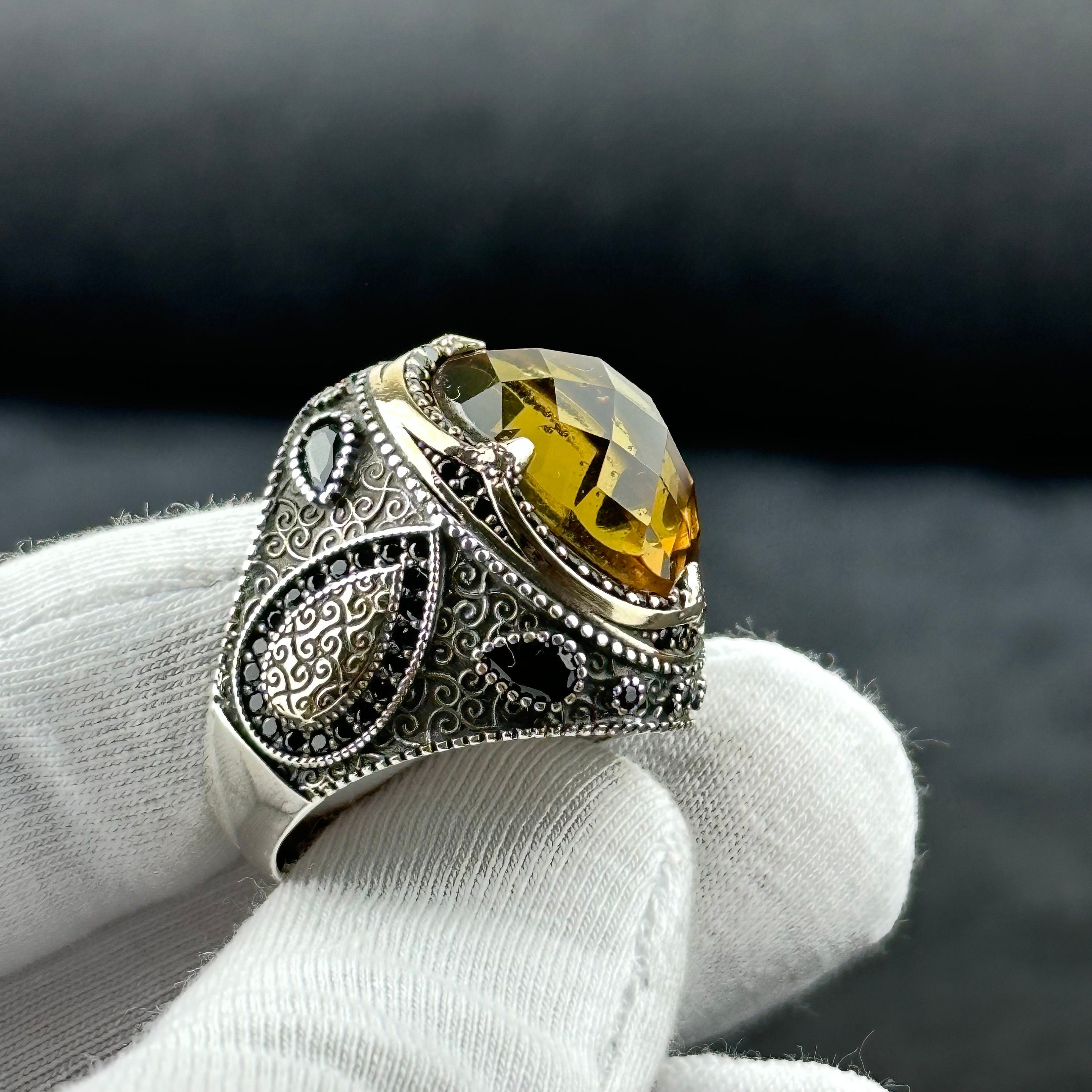 Engraved Sultanite Ring: Sterling Silver Jewelry (Color Changing Gem)