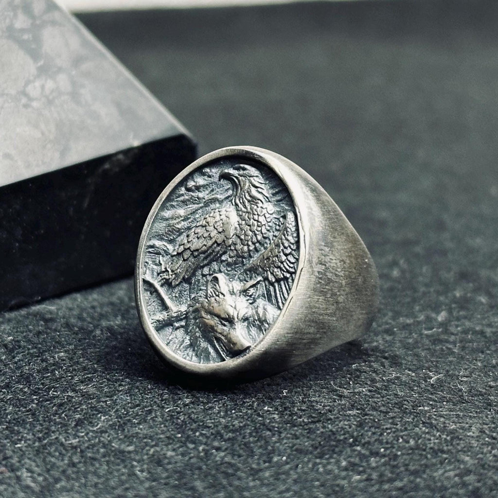 Bald Eagle Ring: Sterling Silver Men's Signet (Handmade Animal Jewelry)