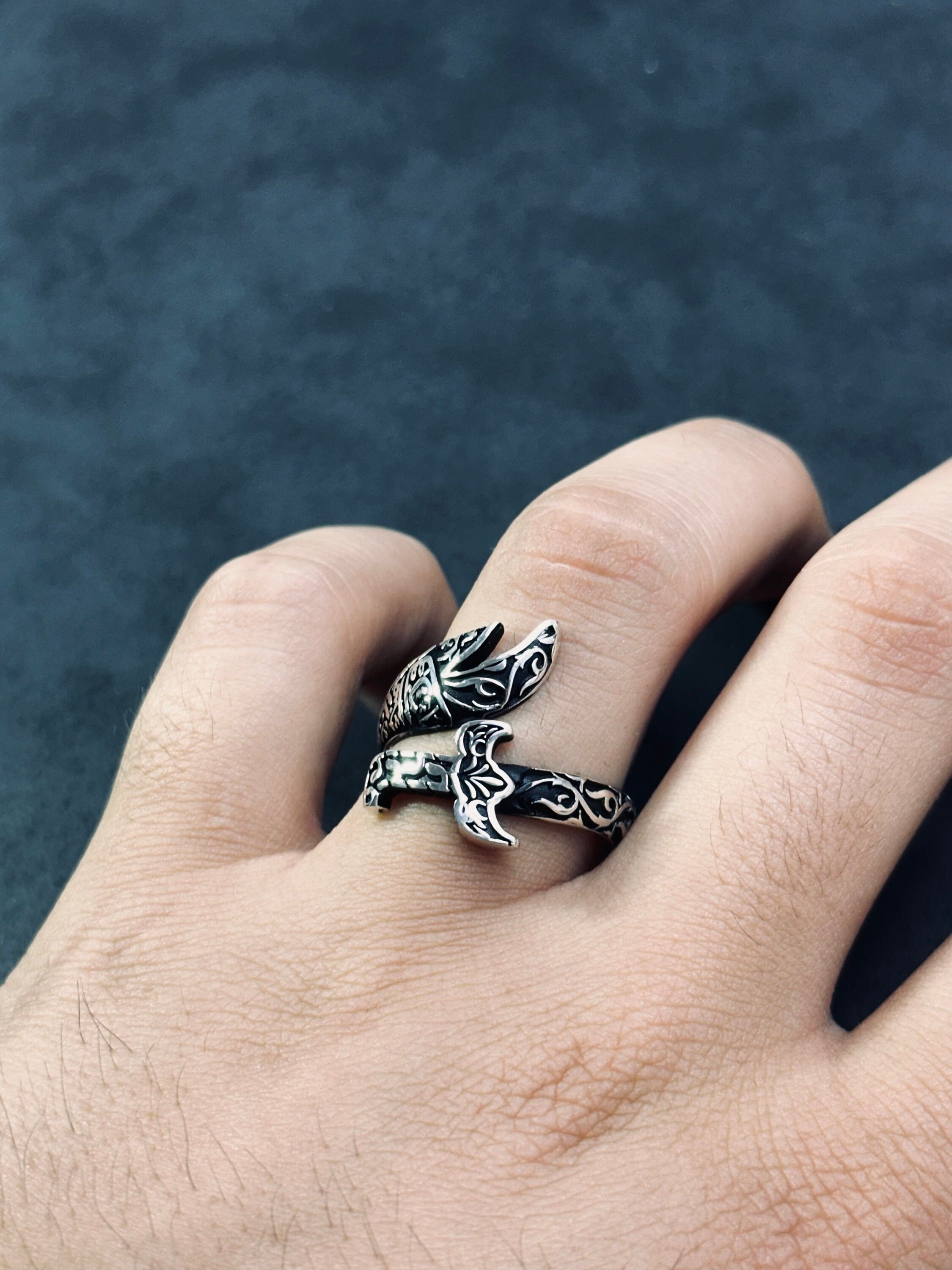 Zulfiqar Sword Ring: Handmade Sterling Silver (Adjustable, Oxidized)