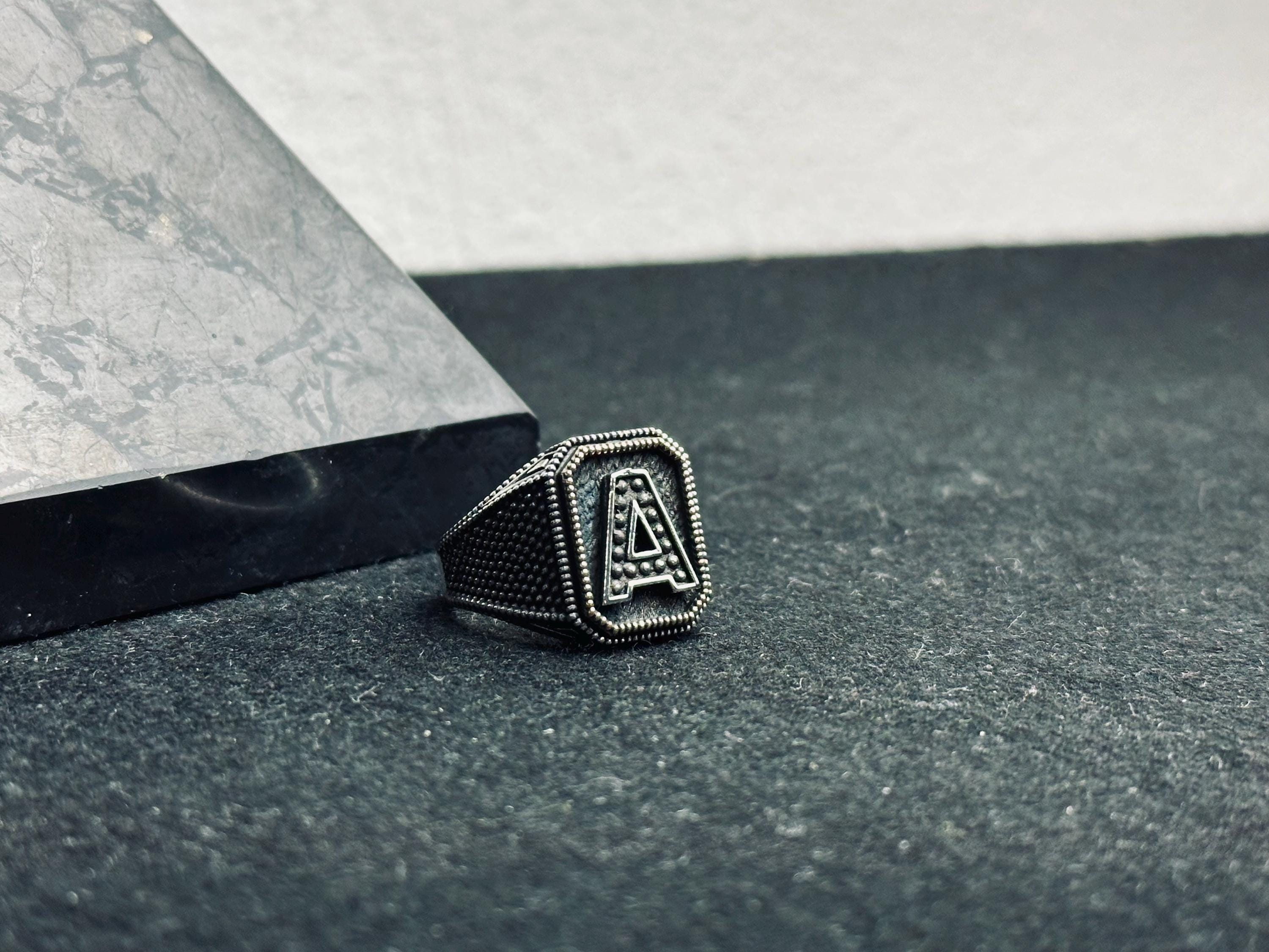 Signet Ring: Sterling Silver Monogram Design (Custom Sizes Available)