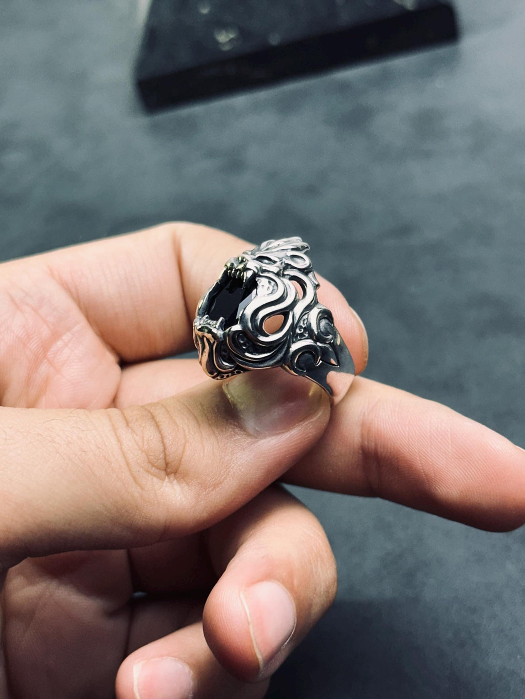 Lion Head Ring: Sterling Silver Animal Jewelry (Handmade, Men's)