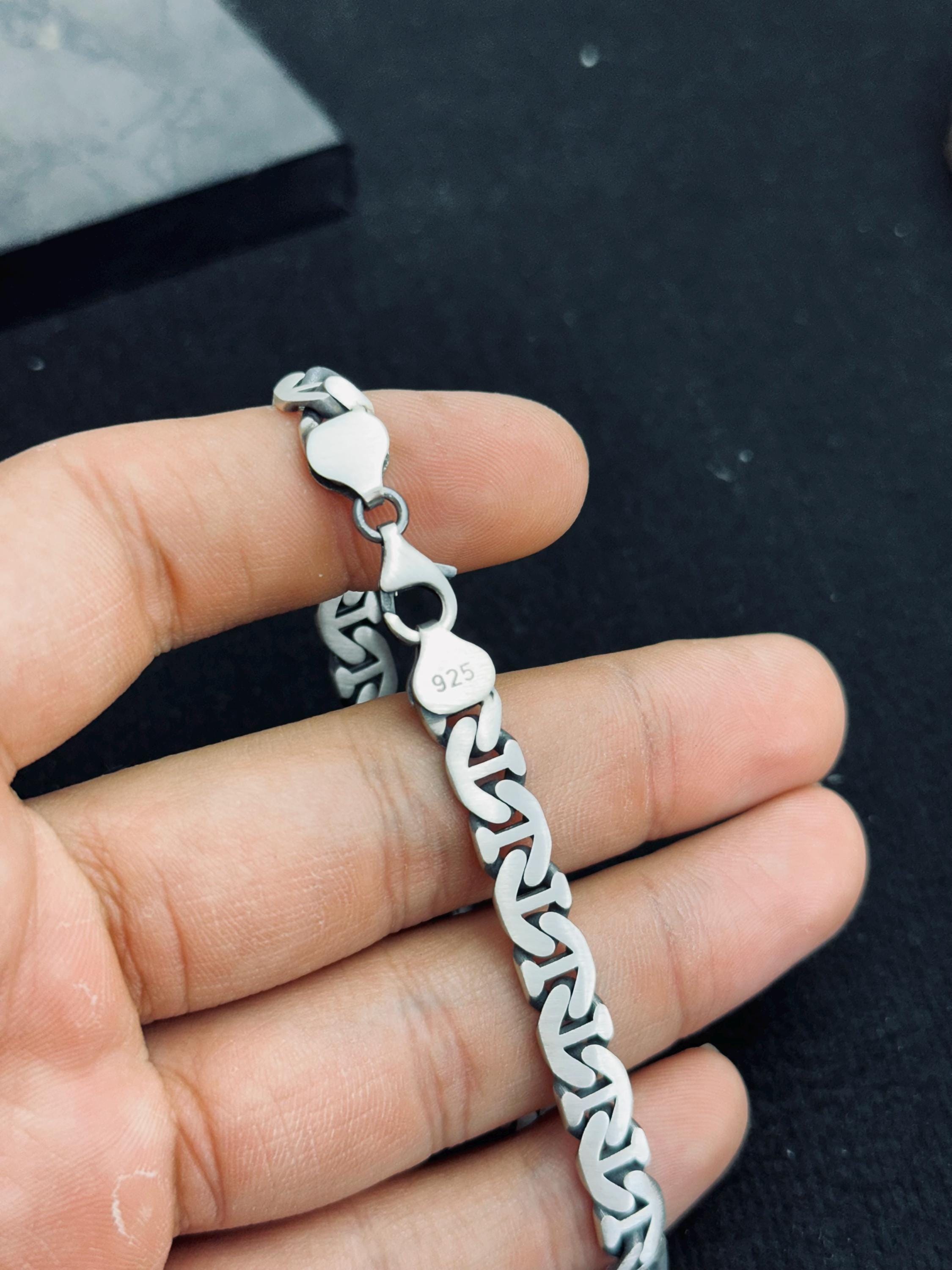 Curb Chain Bracelet: Sterling Silver Cuban Link - Handmade Style