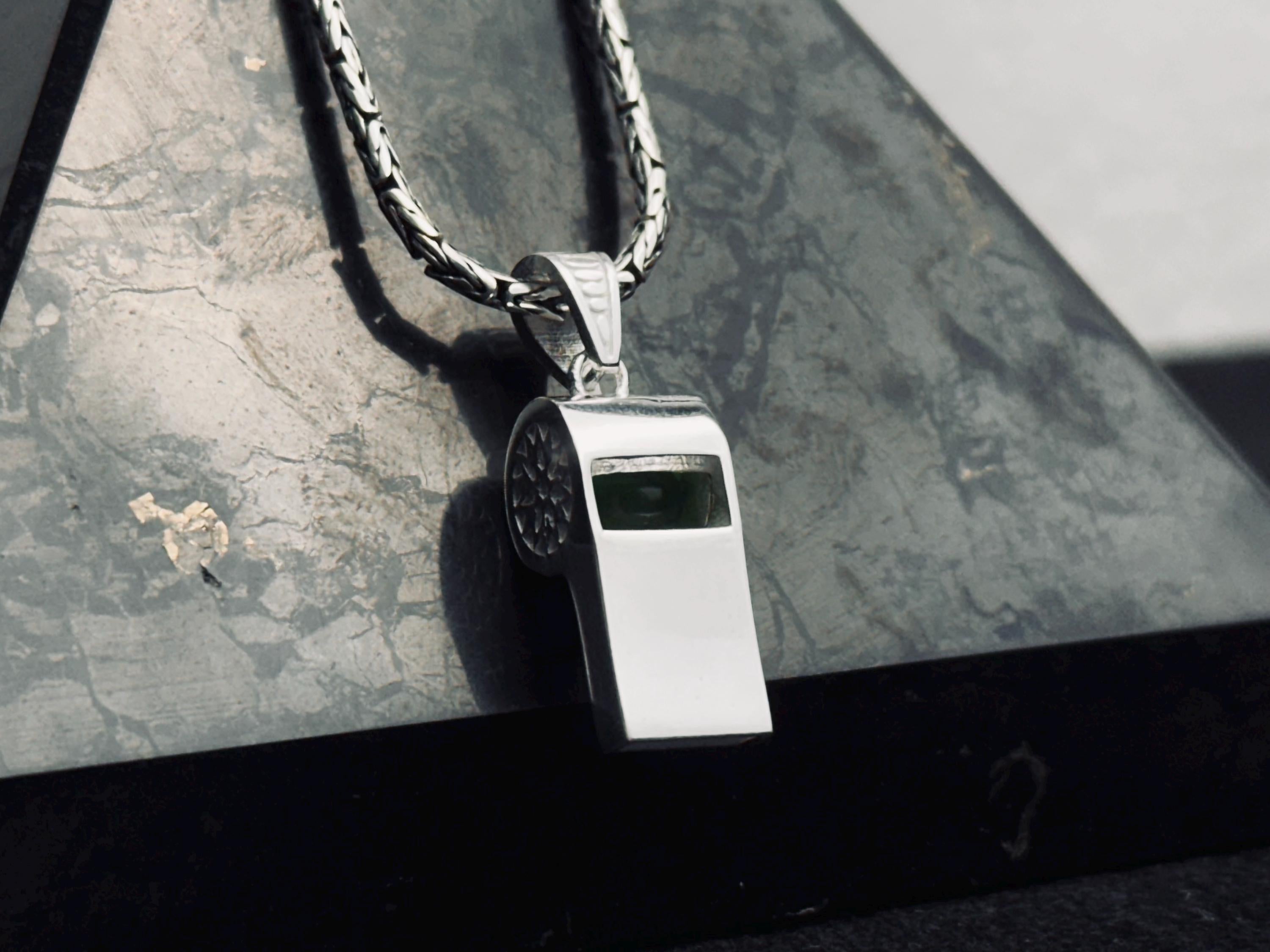 Sterling Silver Whistle Necklace: Dainty Coach Pendant