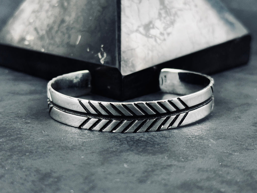 Sterling Silver Arrow Cuff Bracelet - Handmade Unisex Jewelry