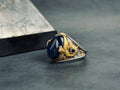 Sapphire Dragon Ring - Sterling Silver Engraved Statement Piece