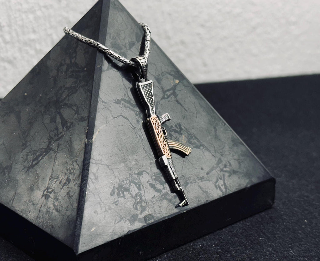 AK47 Pendant Necklace: Bold Sterling Silver (Men's Statement Jewelry)