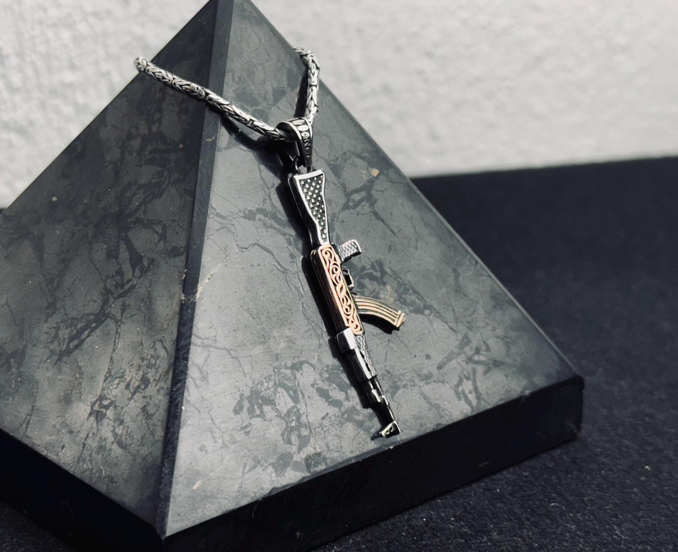 AK47 Pendant Necklace: Bold Sterling Silver (Men's Statement Jewelry)