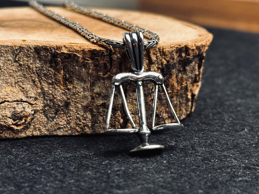 Libra Zodiac Necklace, Sterling Silver Minimalist Pendant (Adjustable Chain)