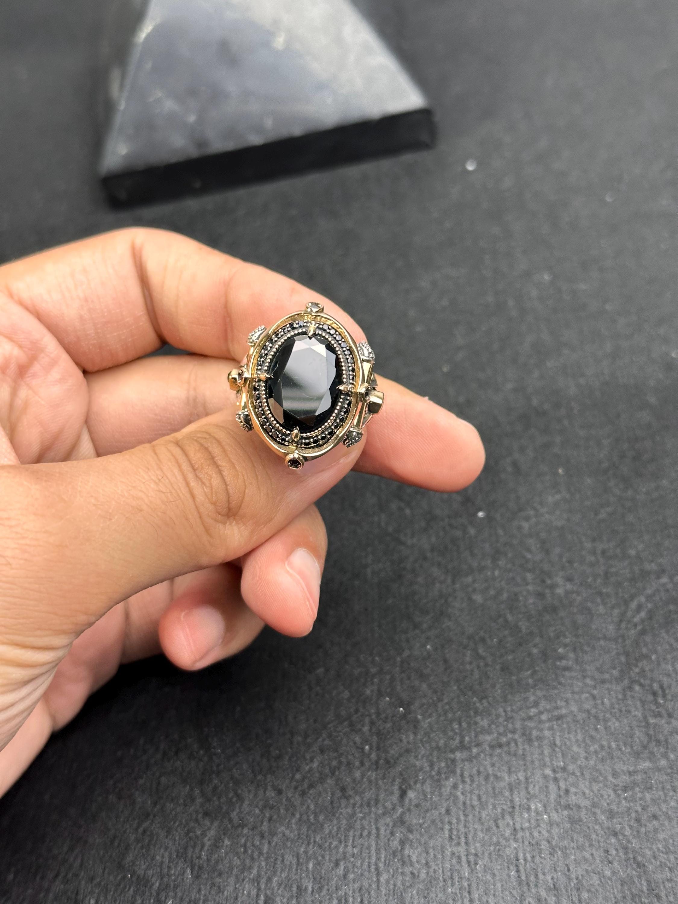 Sterling Silver Oval Ring: Handmade with Shiny CZ Stone