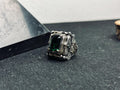 Men’s Emerald Ring: Bold Square Gem - Handmade Sterling Silver