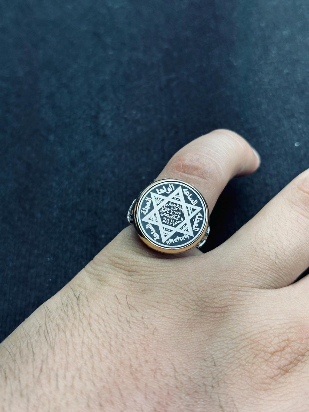 Sterling Silver Seal of Solomon Ring - Turkish Handmade Jewelry