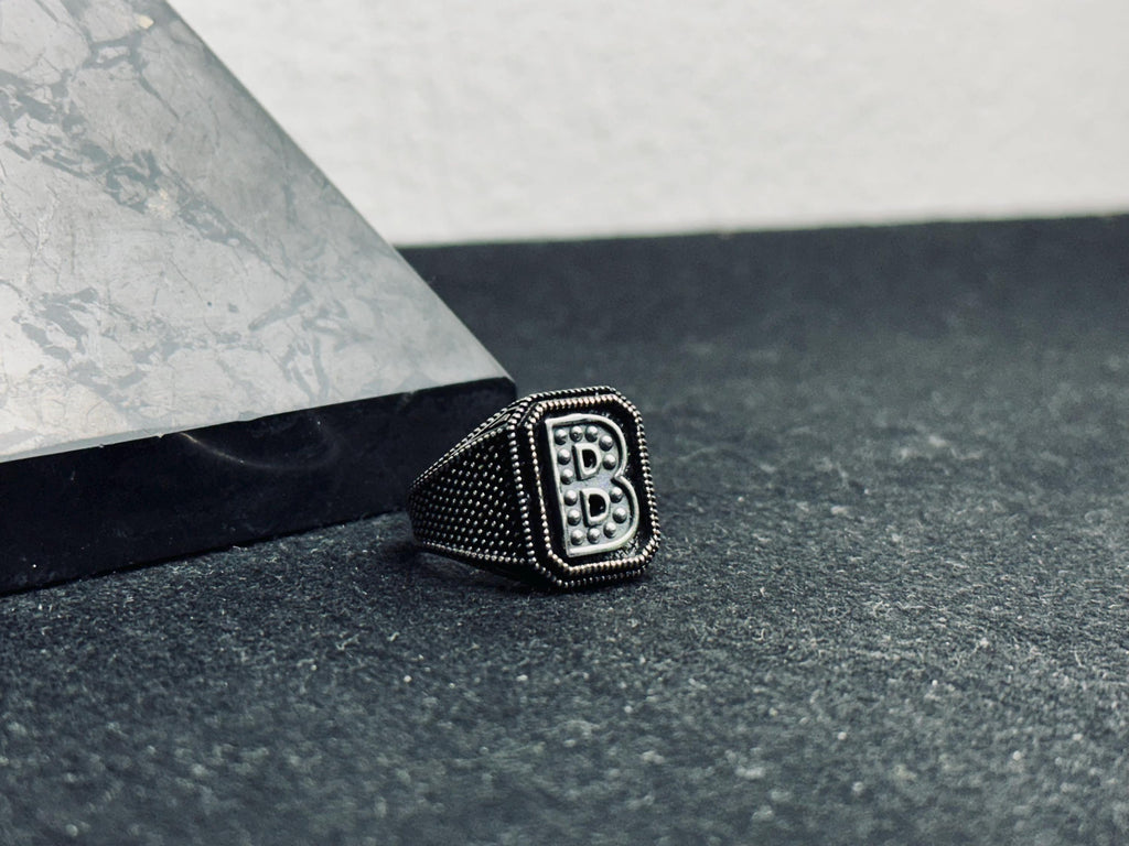 Engraved Silver Signet Ring: Personalized Initials (Men & Women)