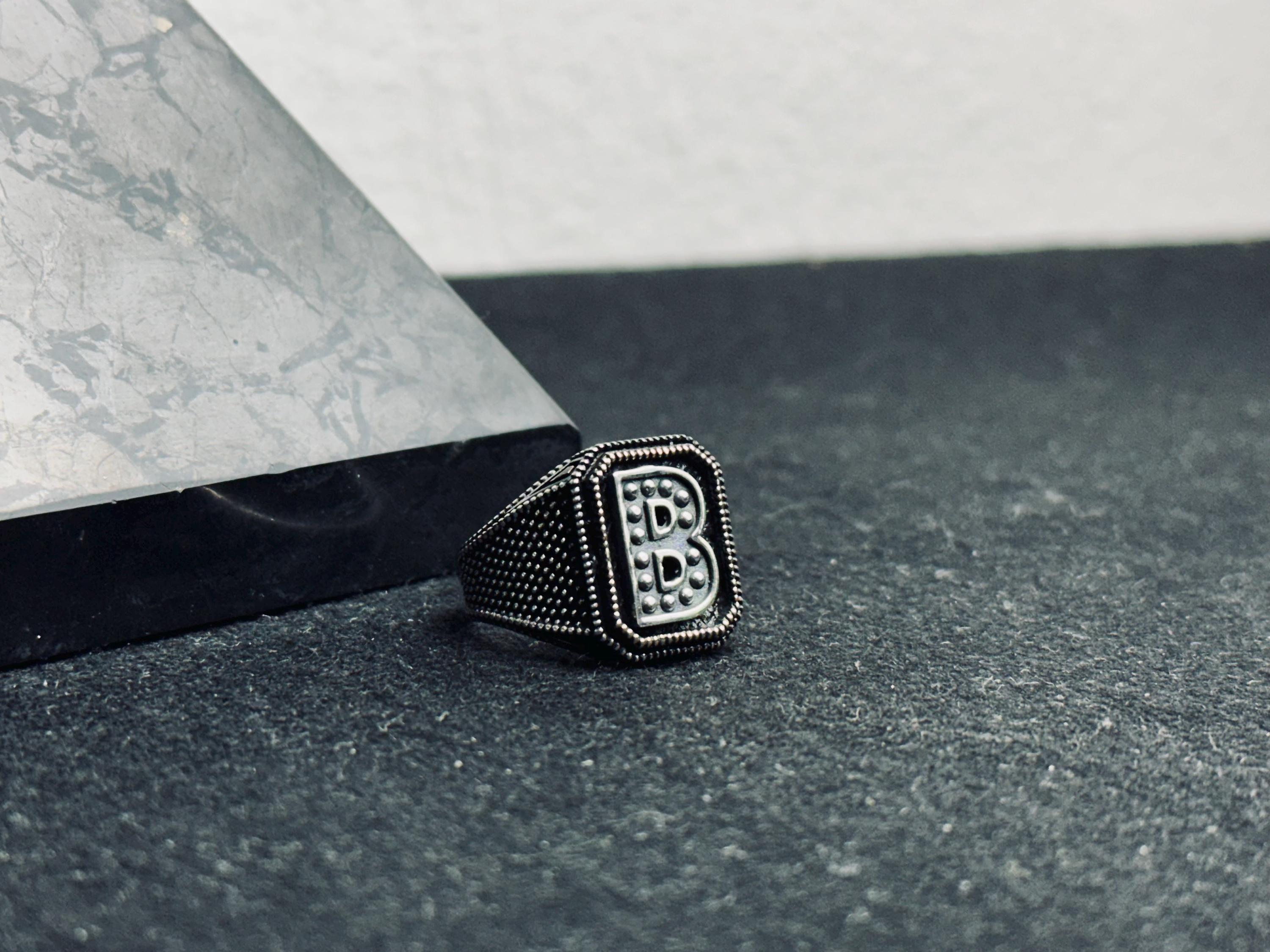 Engraved Silver Signet Ring: Personalized Initials (Men & Women)