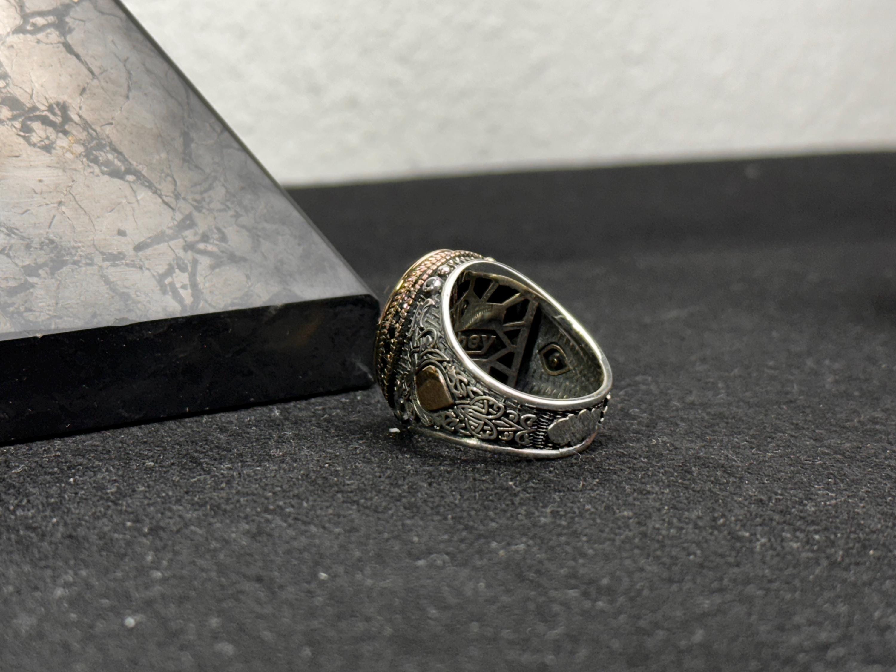 Solomon Seal Ring: Handmade Oxidized Sterling Silver