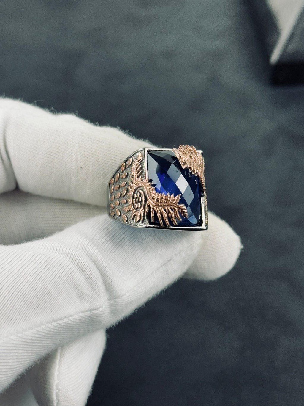 Blue Zircon Dragon Tail Ring - Sterling Silver Statement Jewelry