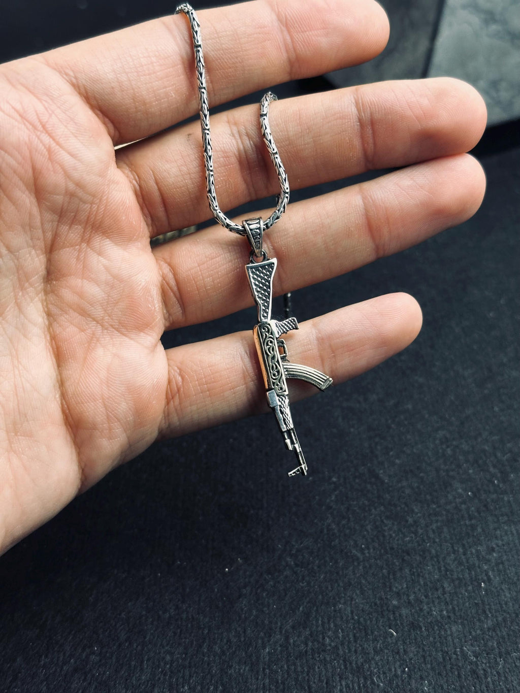 AK47 Pendant Necklace: Bold Sterling Silver (Men's Statement Jewelry)