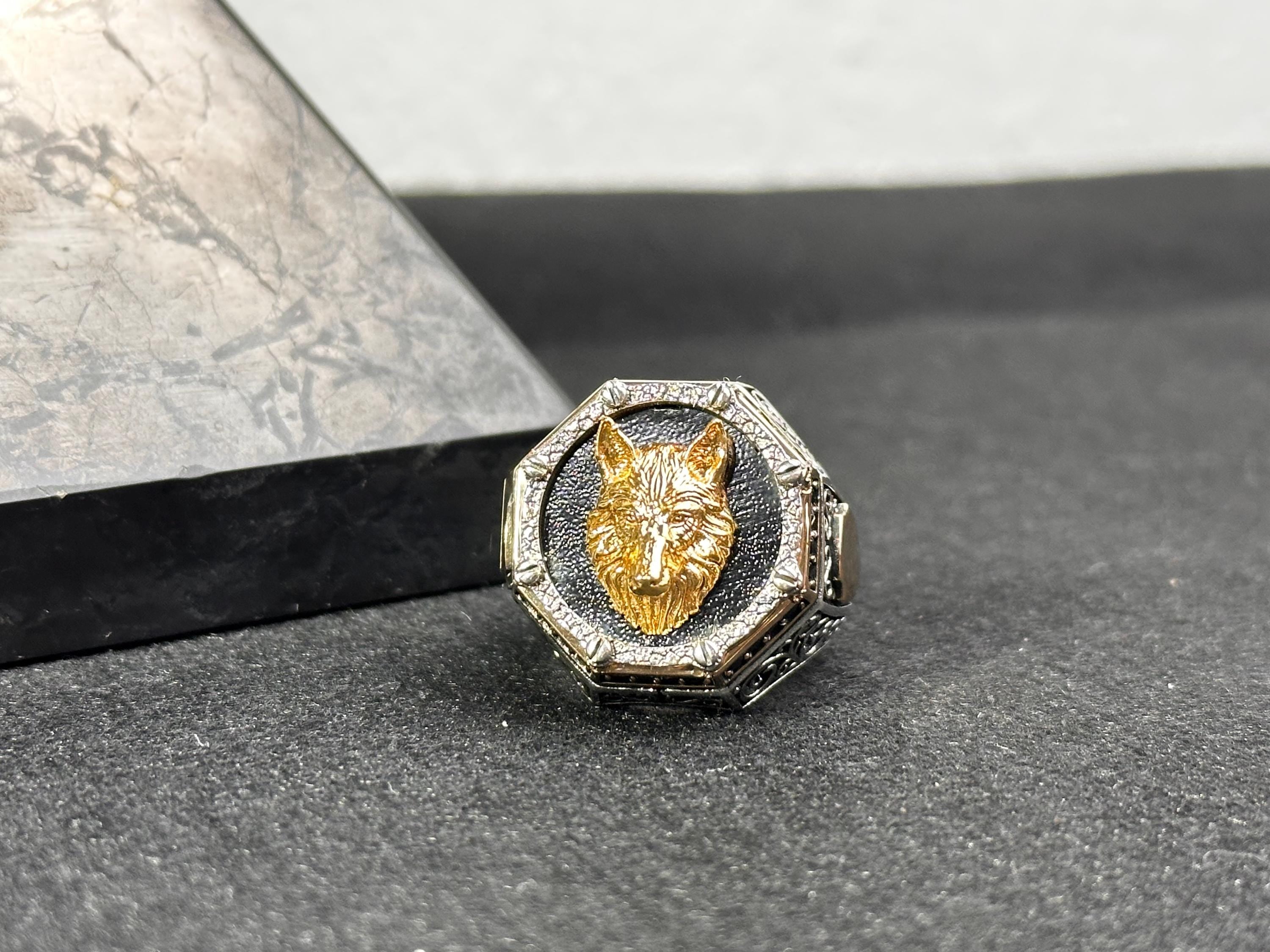 Wolf Signet Ring: Men's Sterling Silver Statement (Handmade)