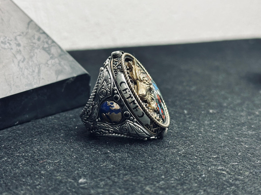 Wolf Head Ring, 925 Sterling Silver, Handmade Patriotic Jewelry