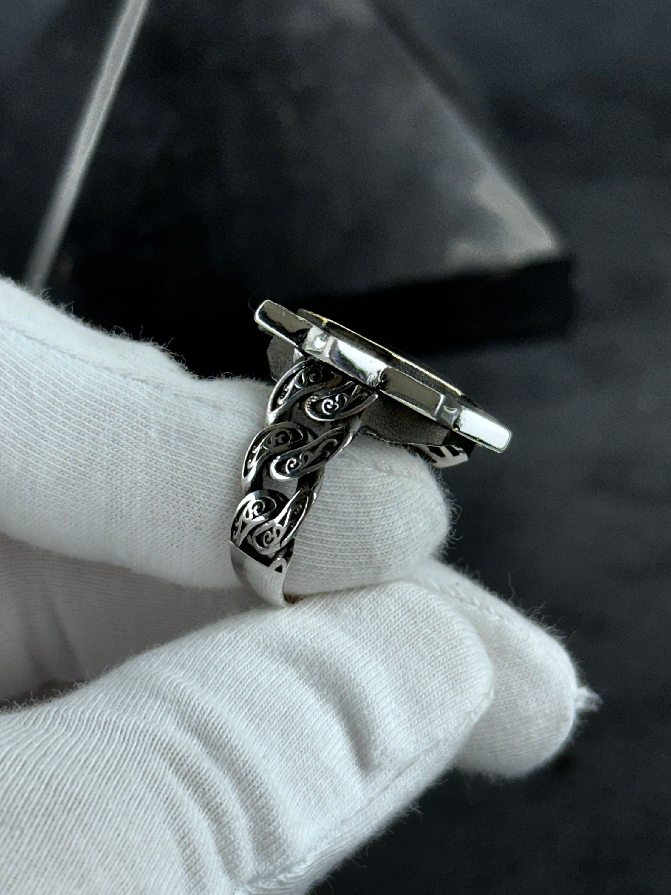 Solomon Seal Ring: Sterling Silver Statement Jewelry (Octagonal Star)