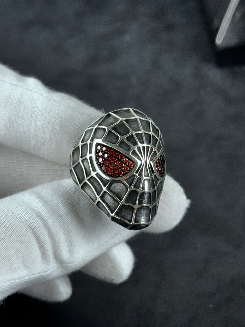 Silver Spider Ring - Bold Statement with Zircon Eye