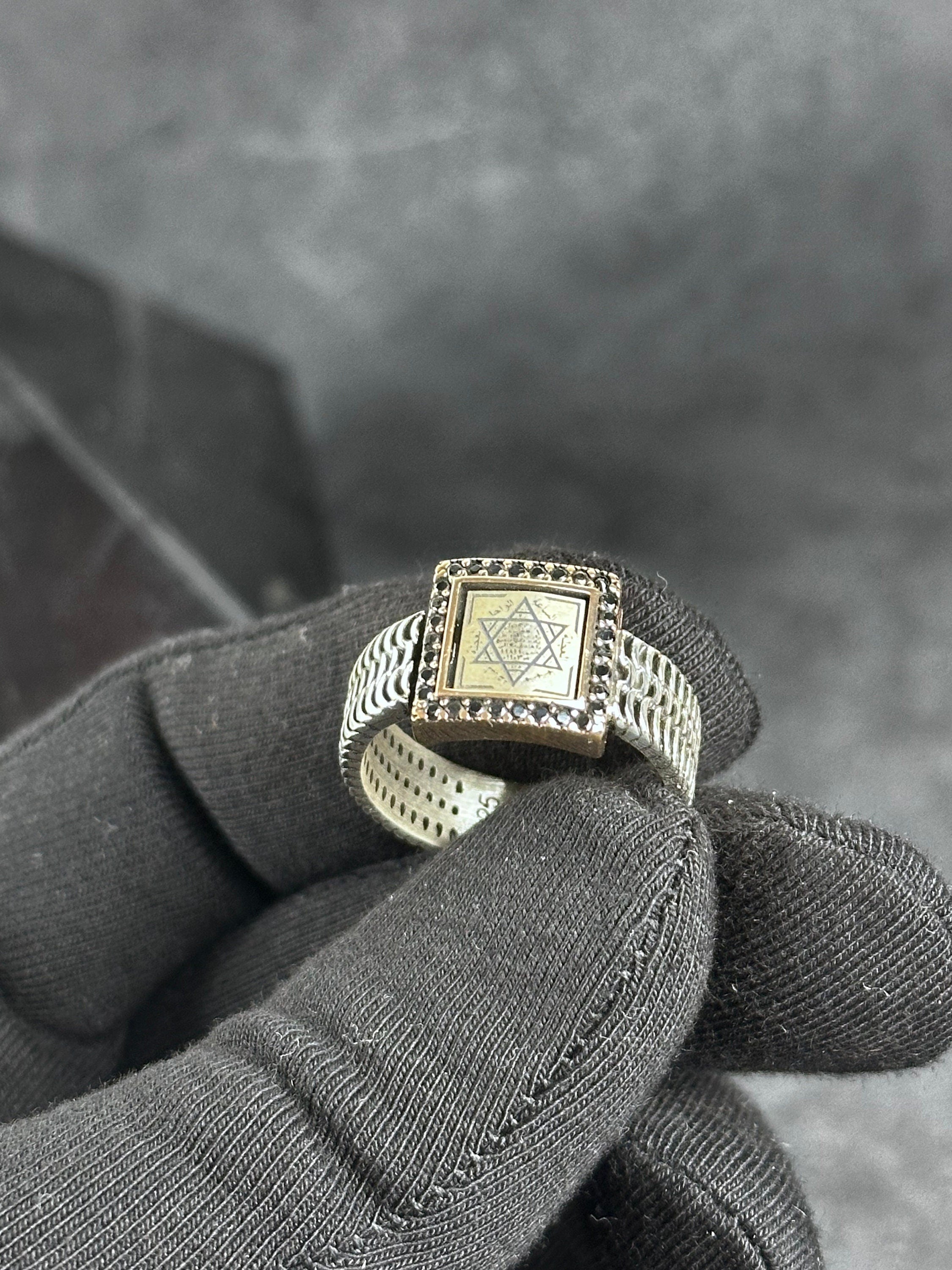 Solomon King Seal Silver Ring, Handmade Minimal Talisman (Adjustable)
