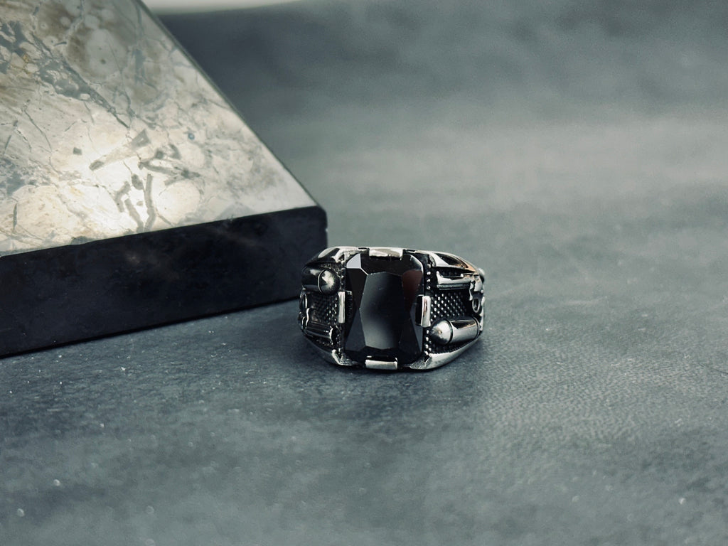 Men's Sterling Silver Bullet Ring, Revolver Engraving (Bold Statement)