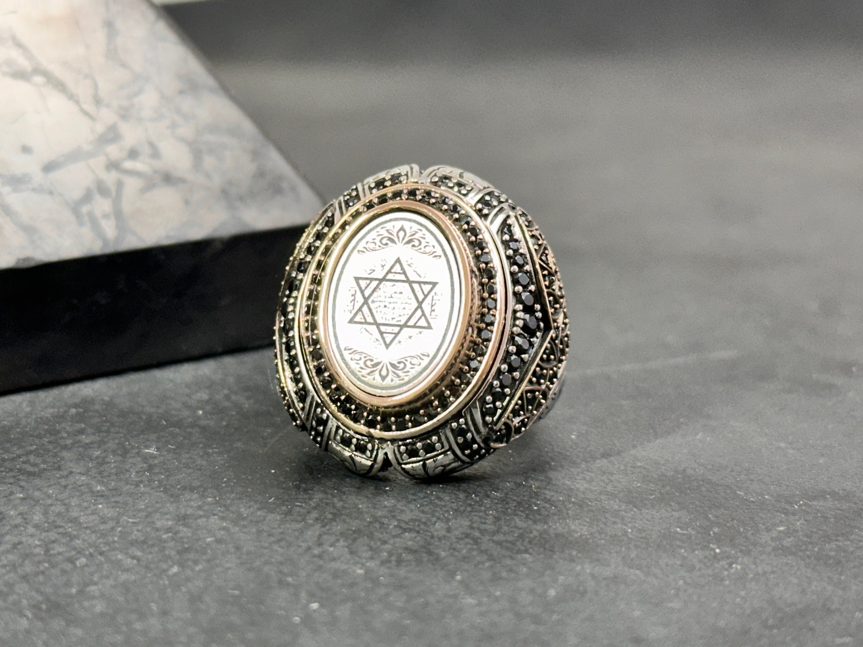 Sterling Silver Seal of Solomon Ring - Handmade Men's Statement Jewelry