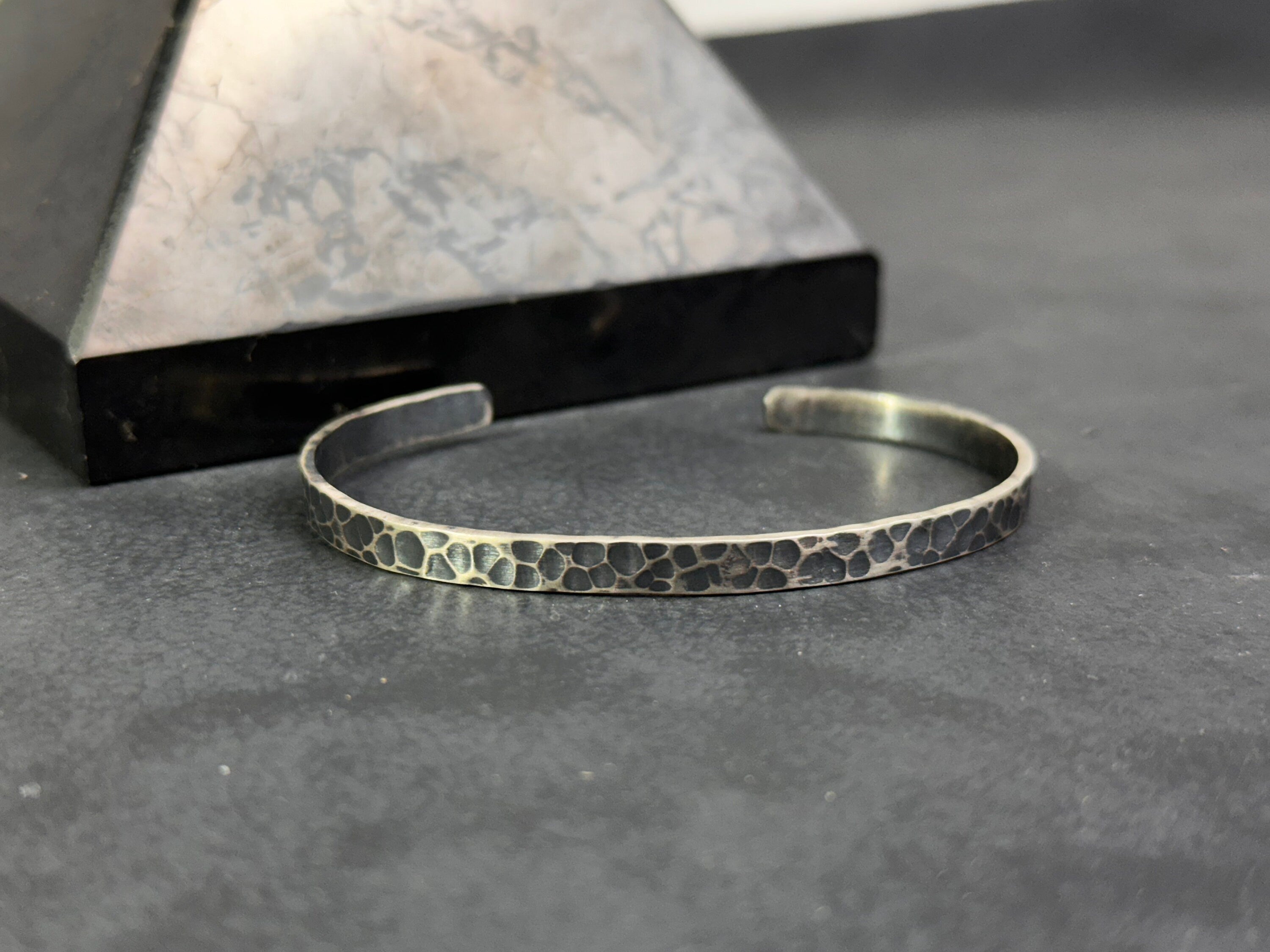 Hand Engraved Silver Cuff: Minimalist Design (Adjustable, Sterling)