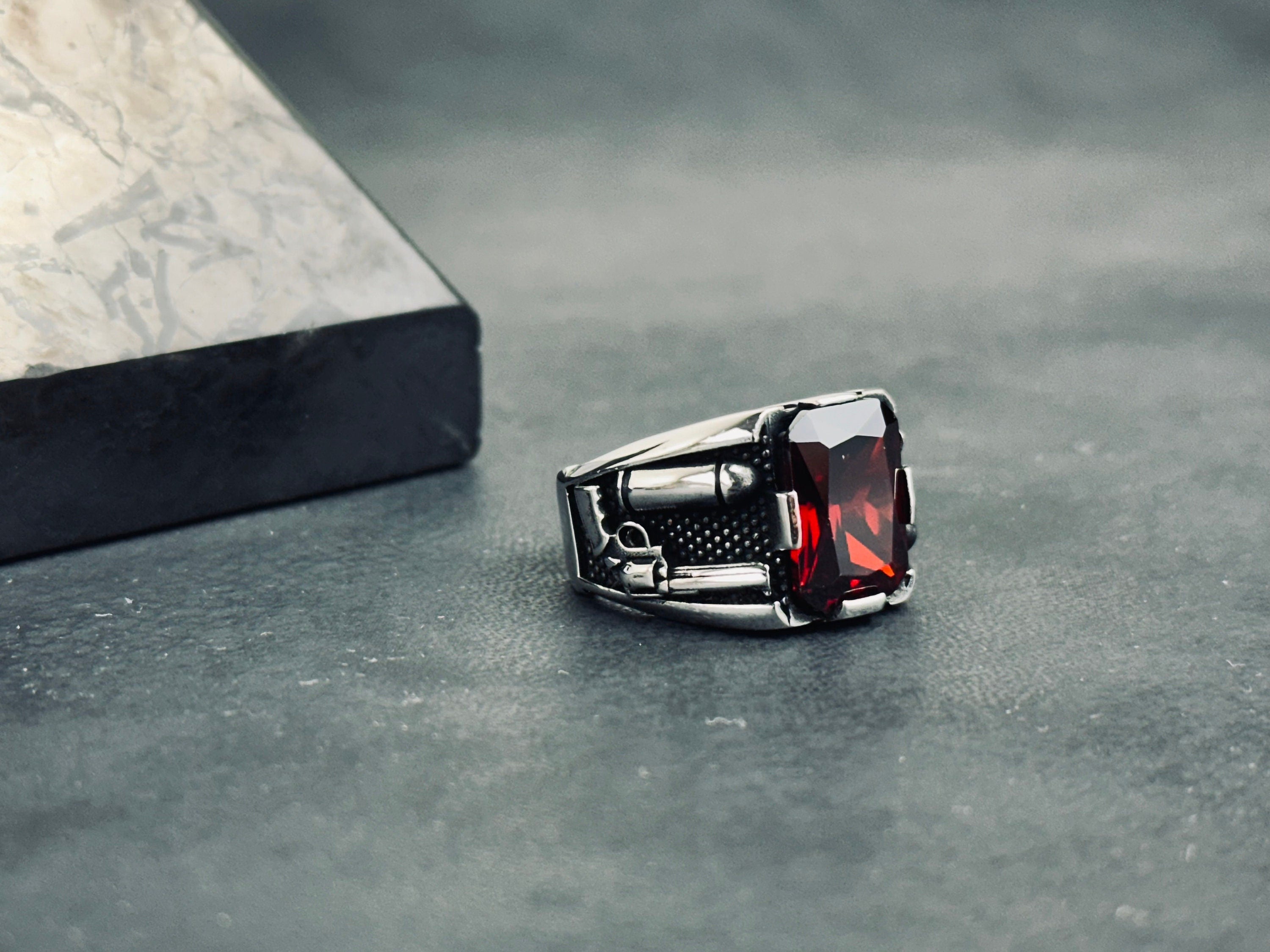 Bullet Ring Sterling Silver Revolver Style (Unisex, Handmade)
