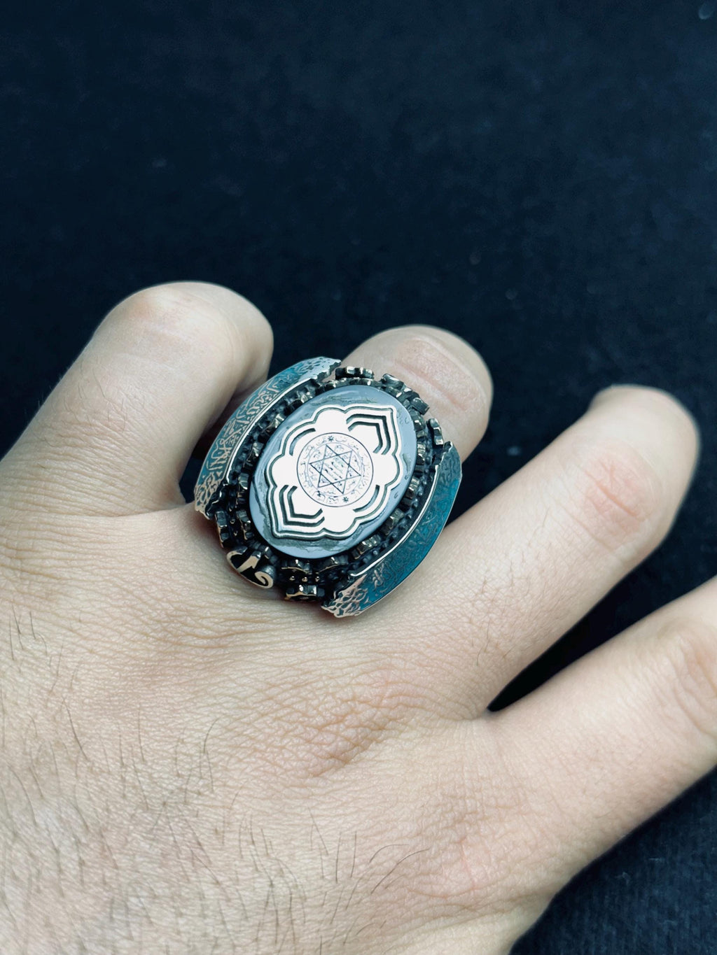 Men’s Solomon Seal Ring: Sterling Silver - Islamic Protection Jewelry