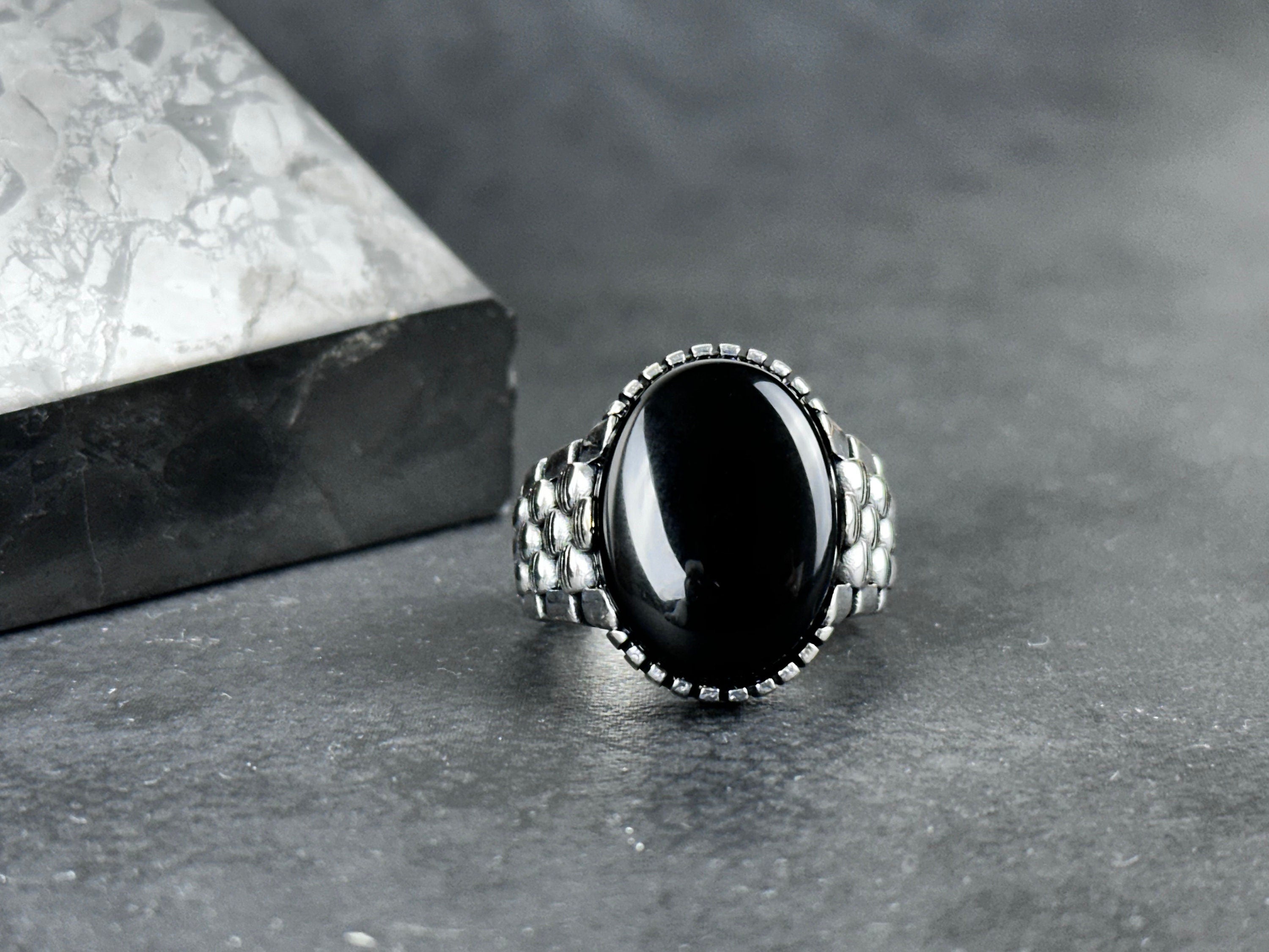 Statement Onyx Ring: Sterling Silver Jewelry (Gift Box Included)