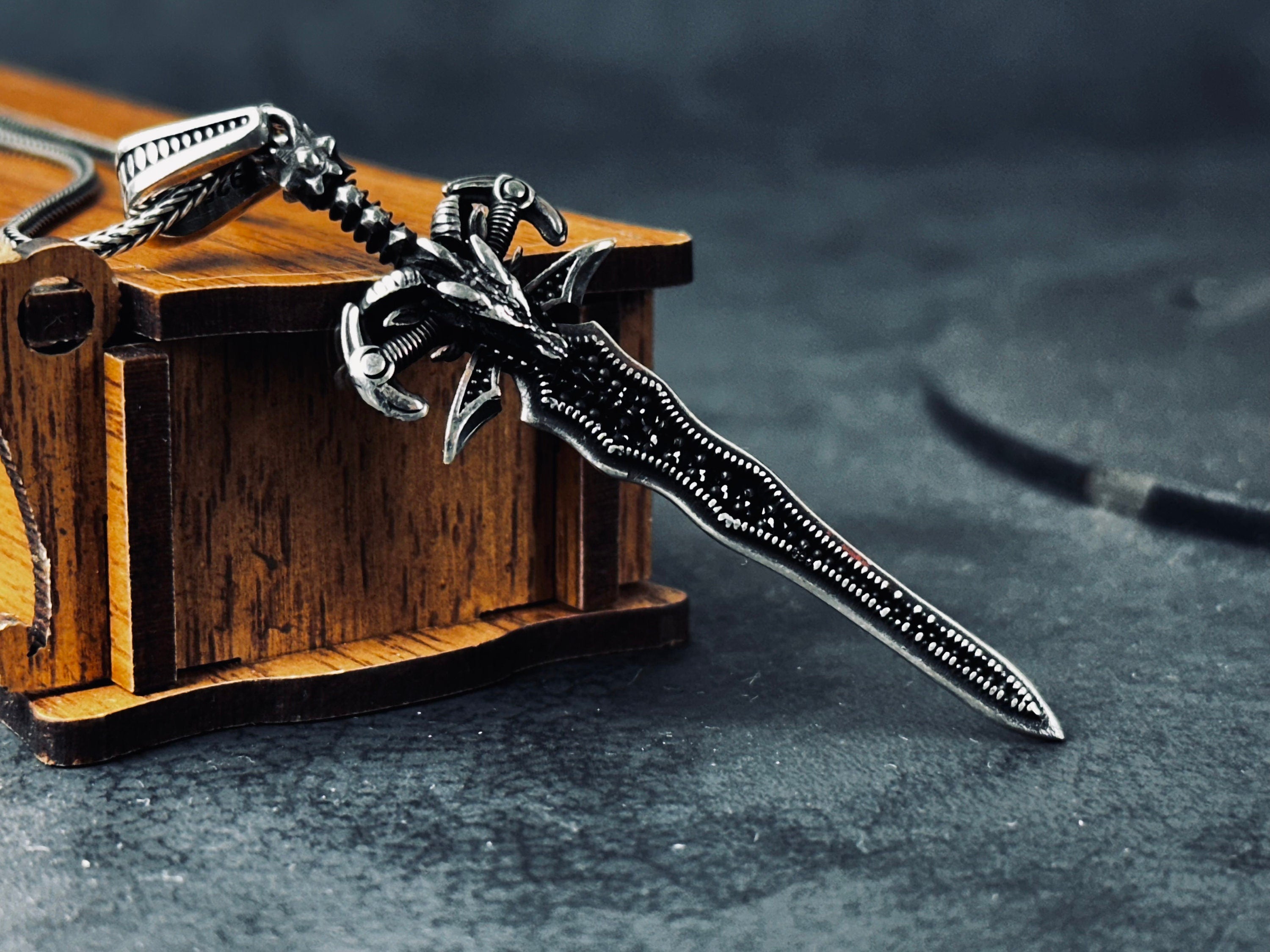 Lucifer-Inspired Sword Necklace - Silver Pendant with Chain