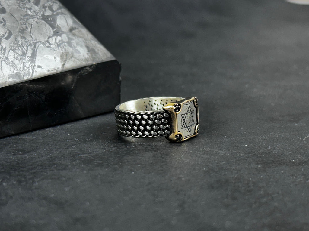Solomon Seal Silver Ring - Handcrafted Minimalist Adjustable Band