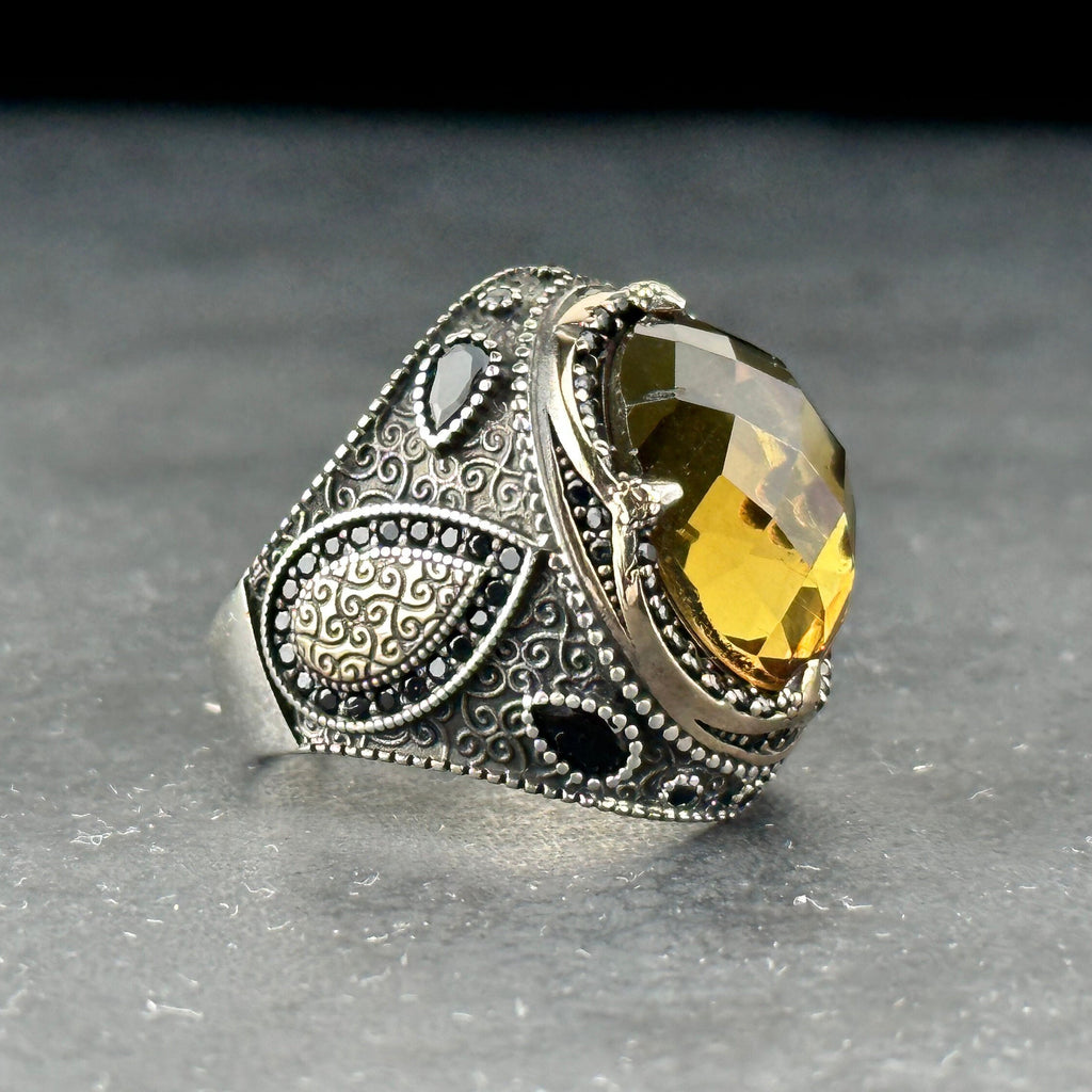 Engraved Sultanite Ring: Sterling Silver Jewelry (Color Changing Gem)