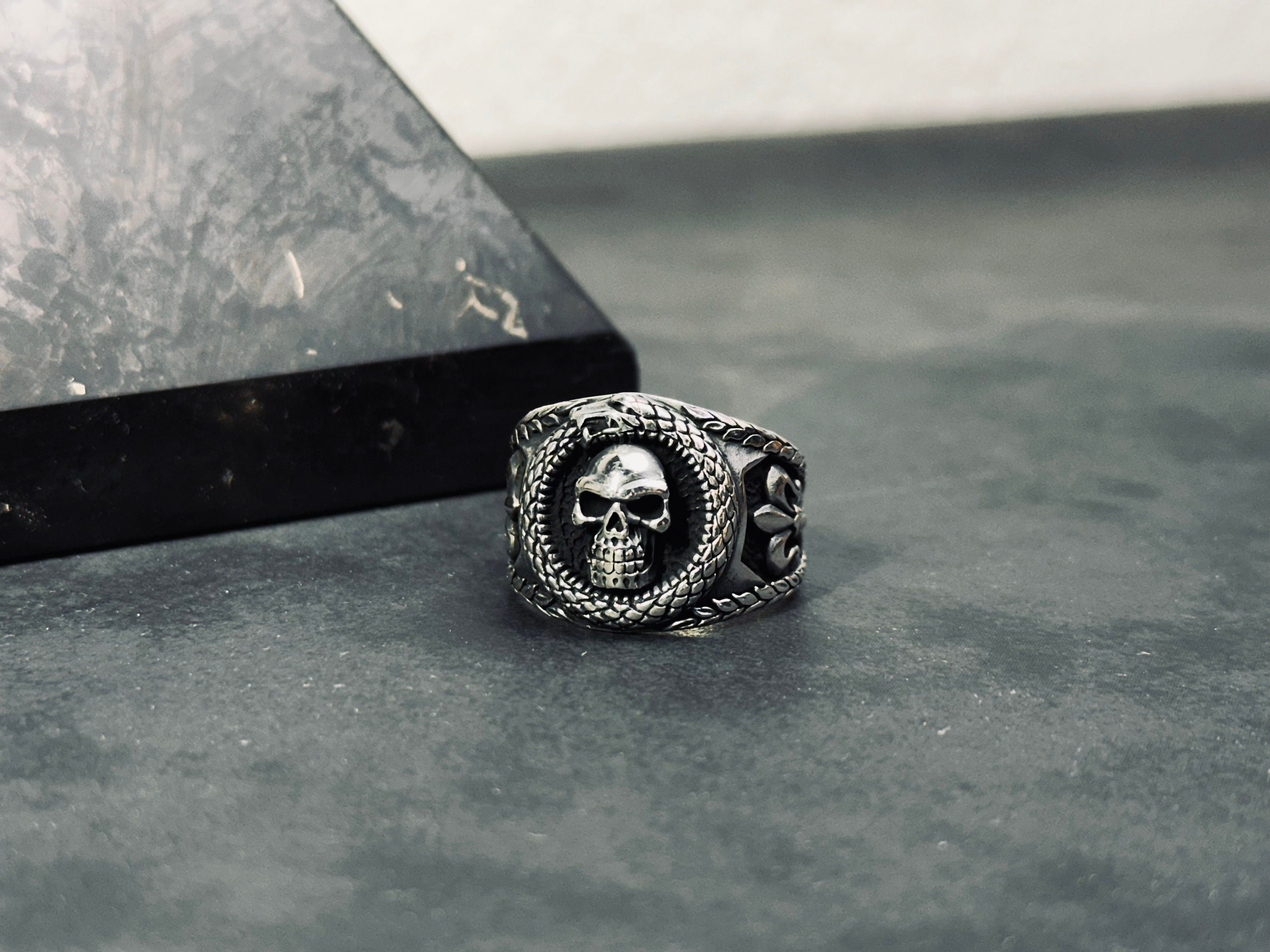 Skull Statement Ring: Sterling Silver Pirate Design - Handmade
