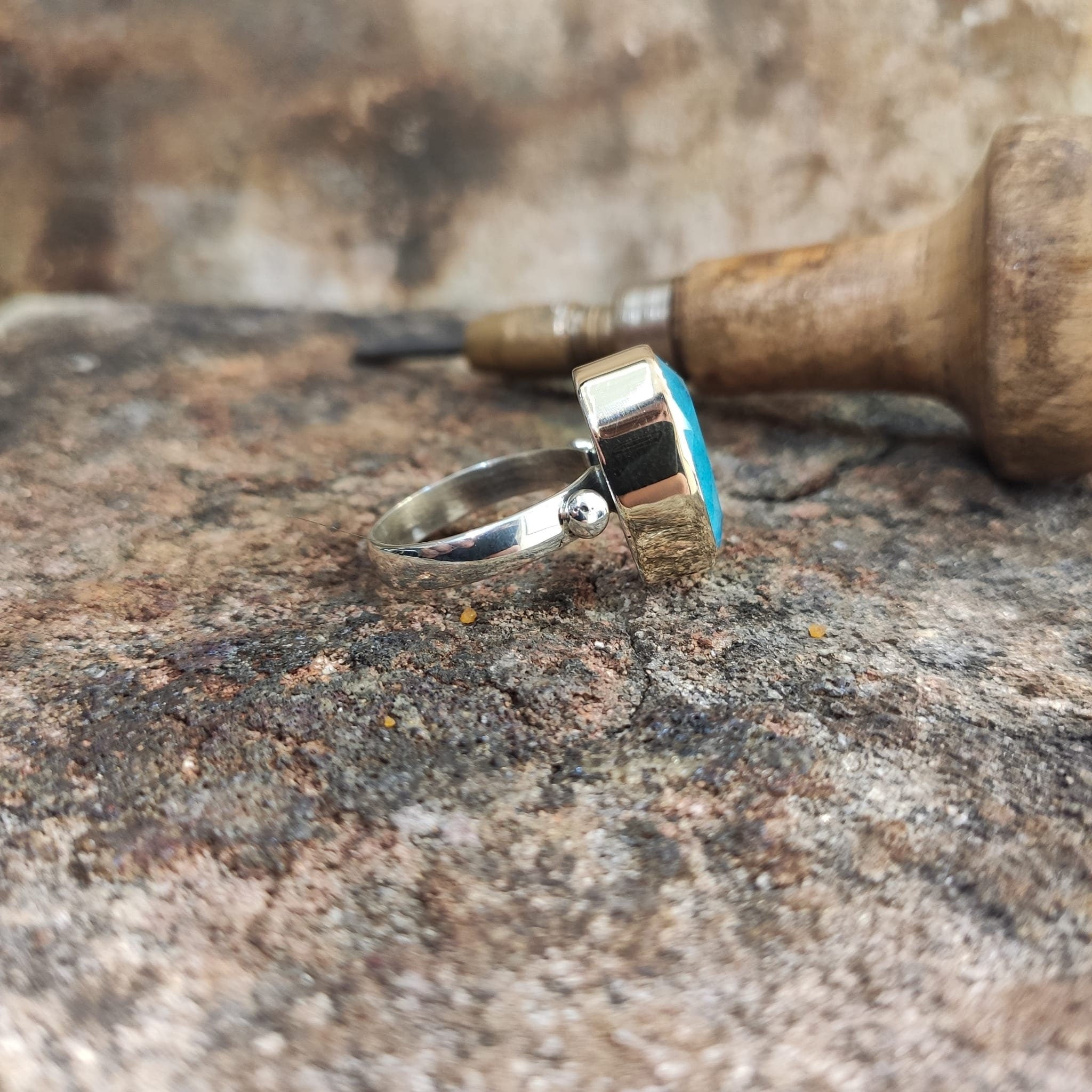Paraiba Tourmaline Ring: Handmade Sterling Silver Jewelry (Blue Stone)