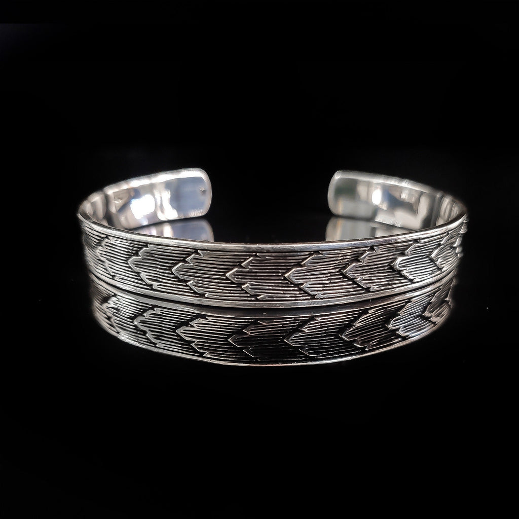 Sterling Silver Cuff Bracelet Engraved (Adjustable, Unisex)