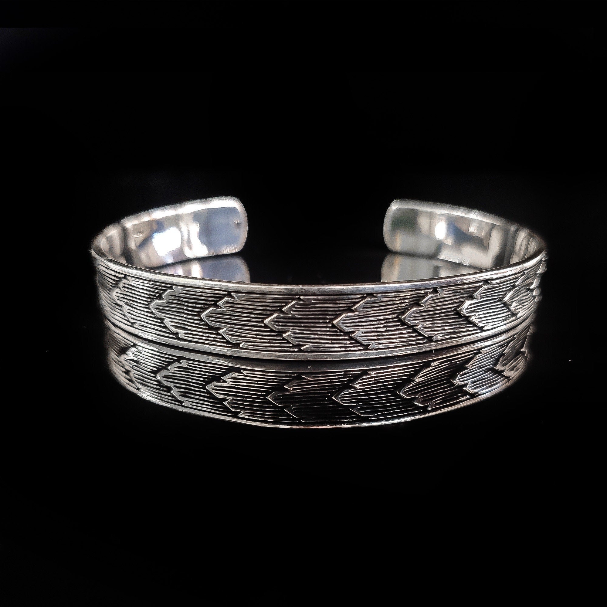 Sterling Silver Cuff Bracelet Engraved (Adjustable, Unisex)