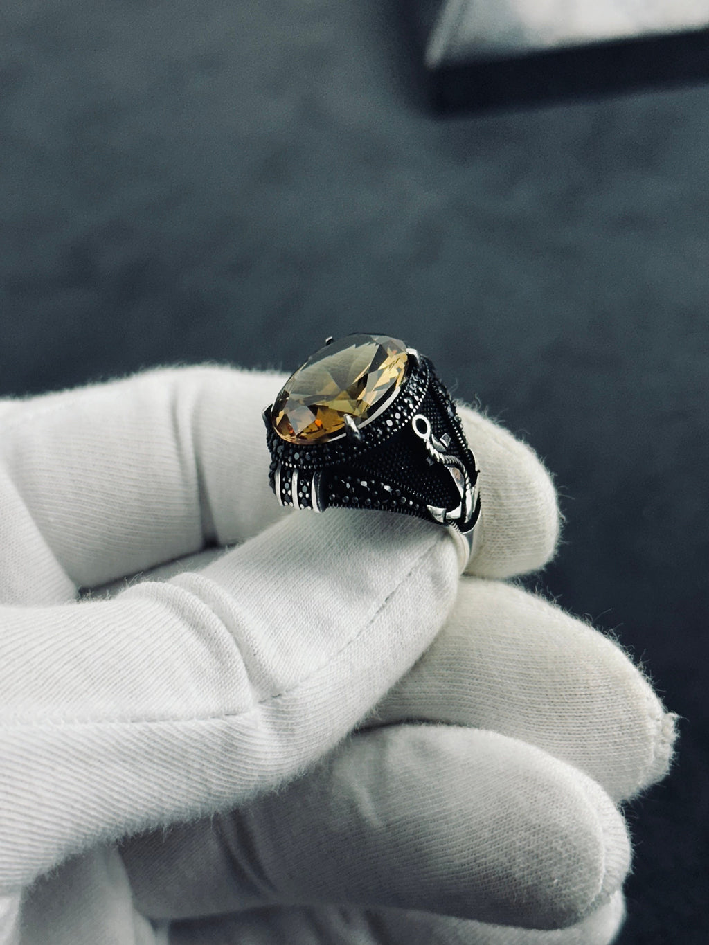 Color-Change Sultanit Ring - Sterling Silver with Anchor Detail