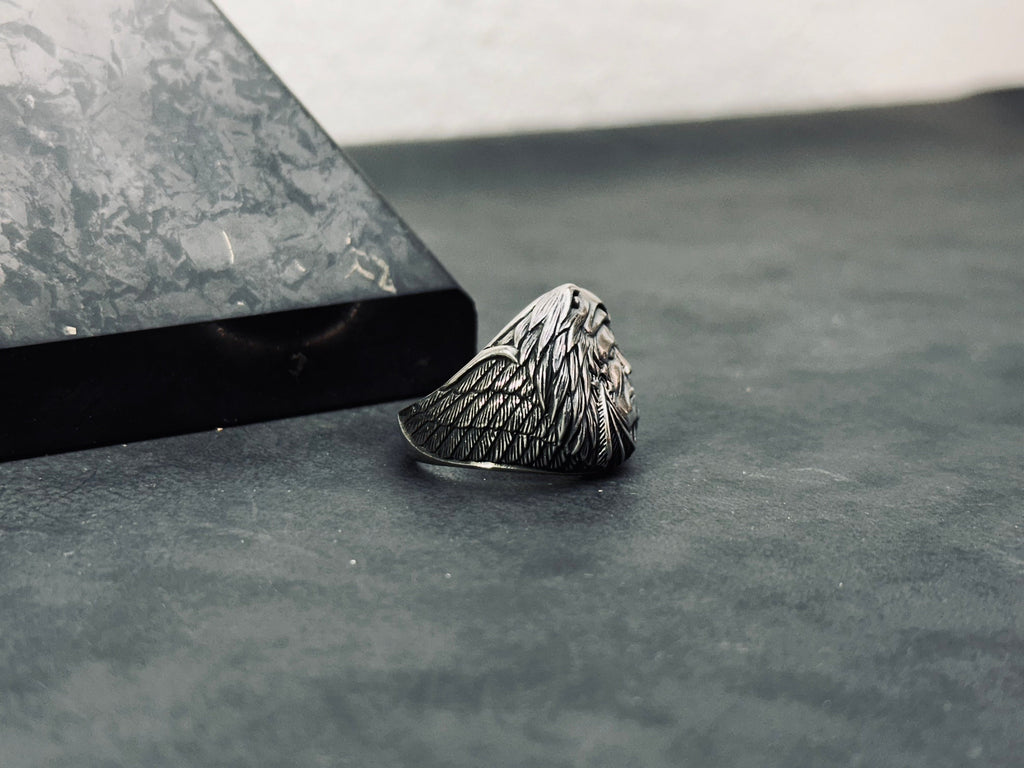Engraved Chief Ring: Native American Style (Sterling Silver, Handmade)