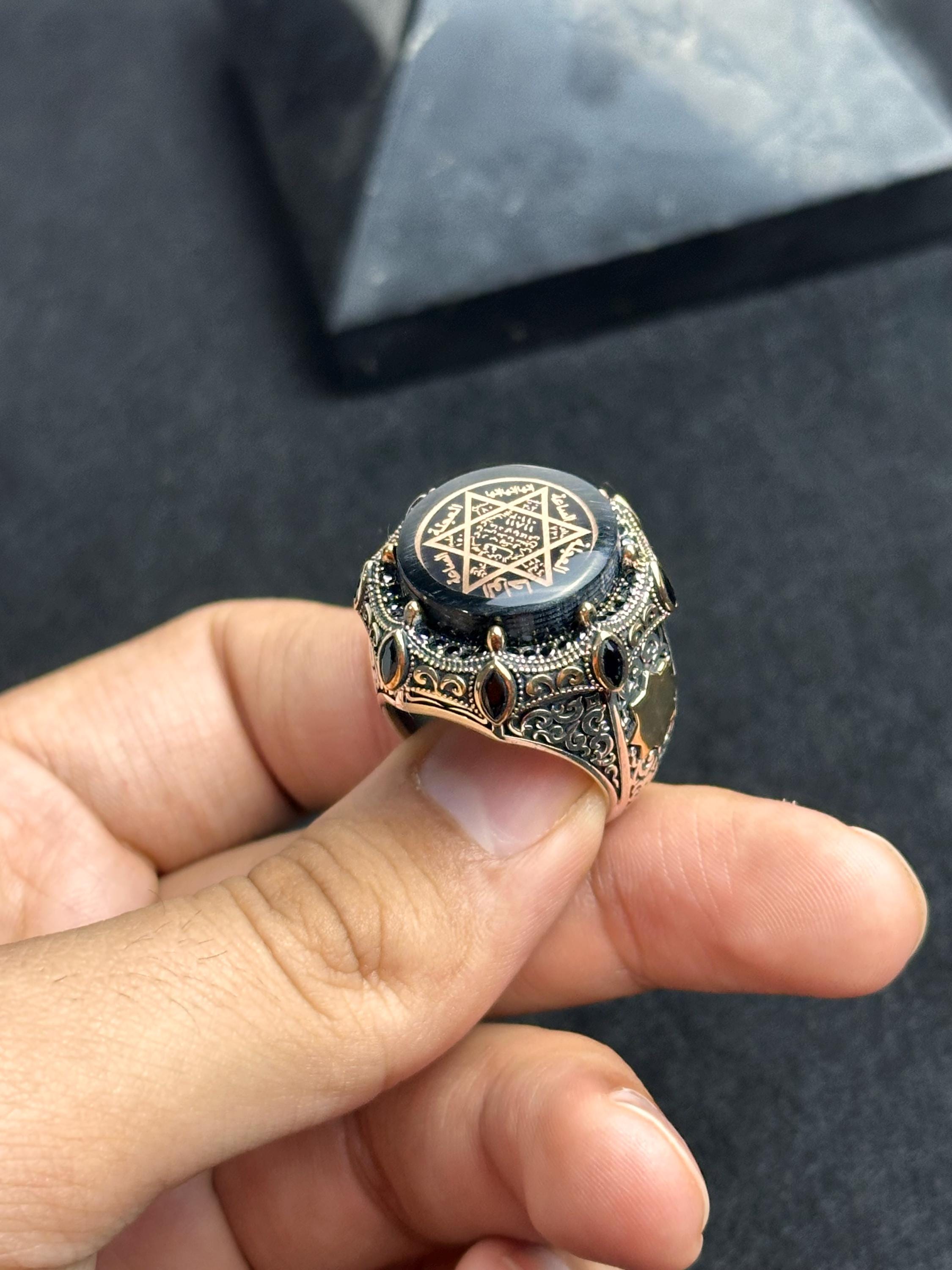 Sterling Silver Seal of Solomon Ring: Handmade Ottoman Design